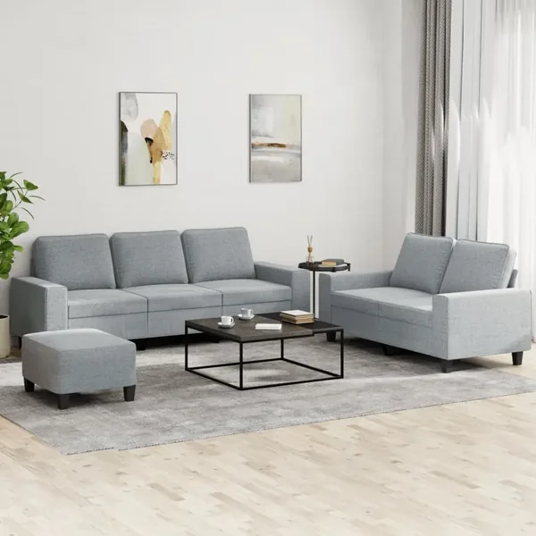 Ensemble de canapés 3 pcs gris clair tissu