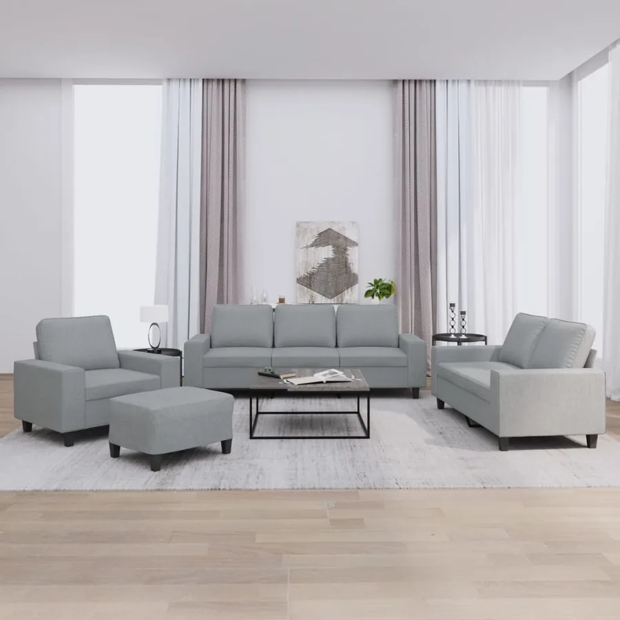 Ensemble de canapés 4 pcs gris clair tissu
