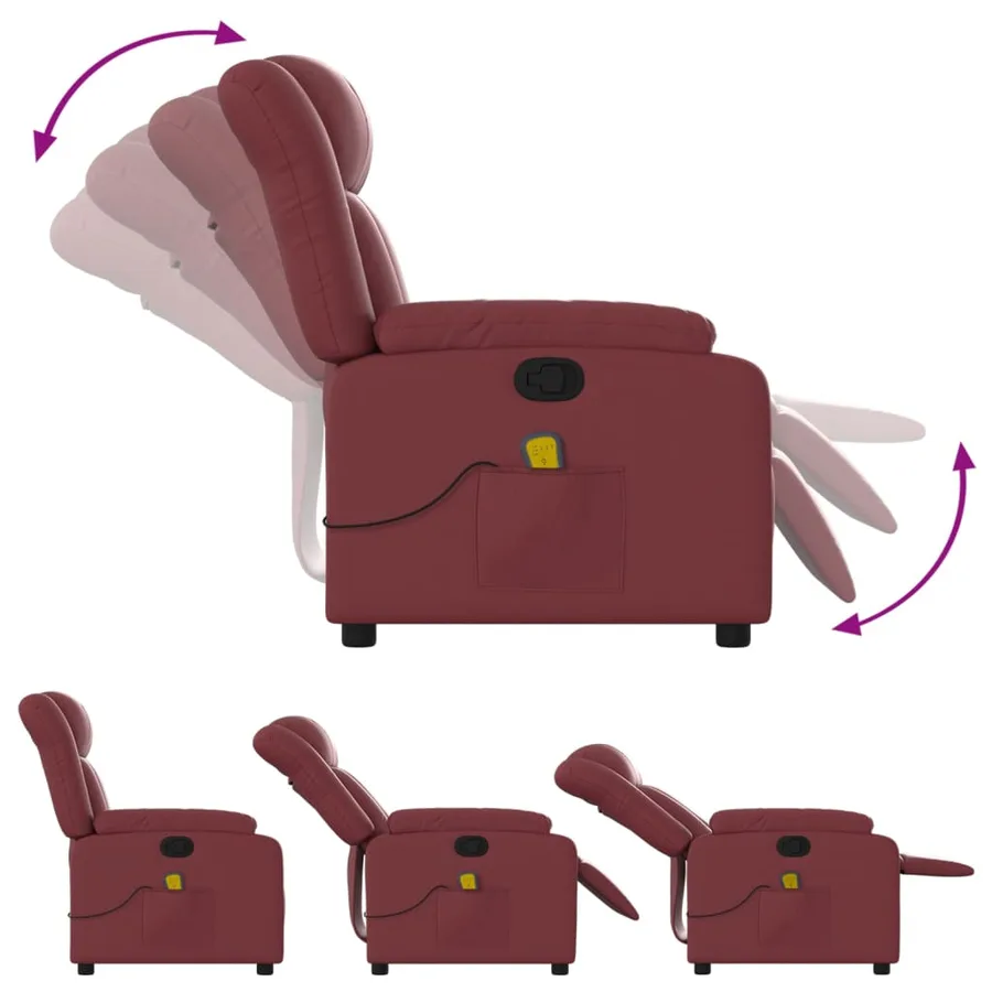 Fauteuil de massage inclinable Rouge bordeaux Similicuir - 5