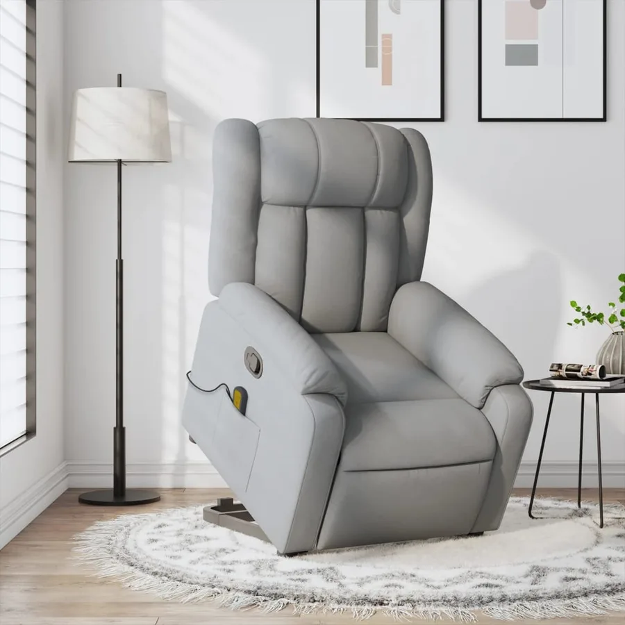 Fauteuil de massage inclinable Gris clair Tissu - 15