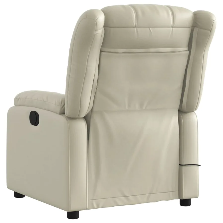 Fauteuil de massage inclinable électrique crème similicuir - 5