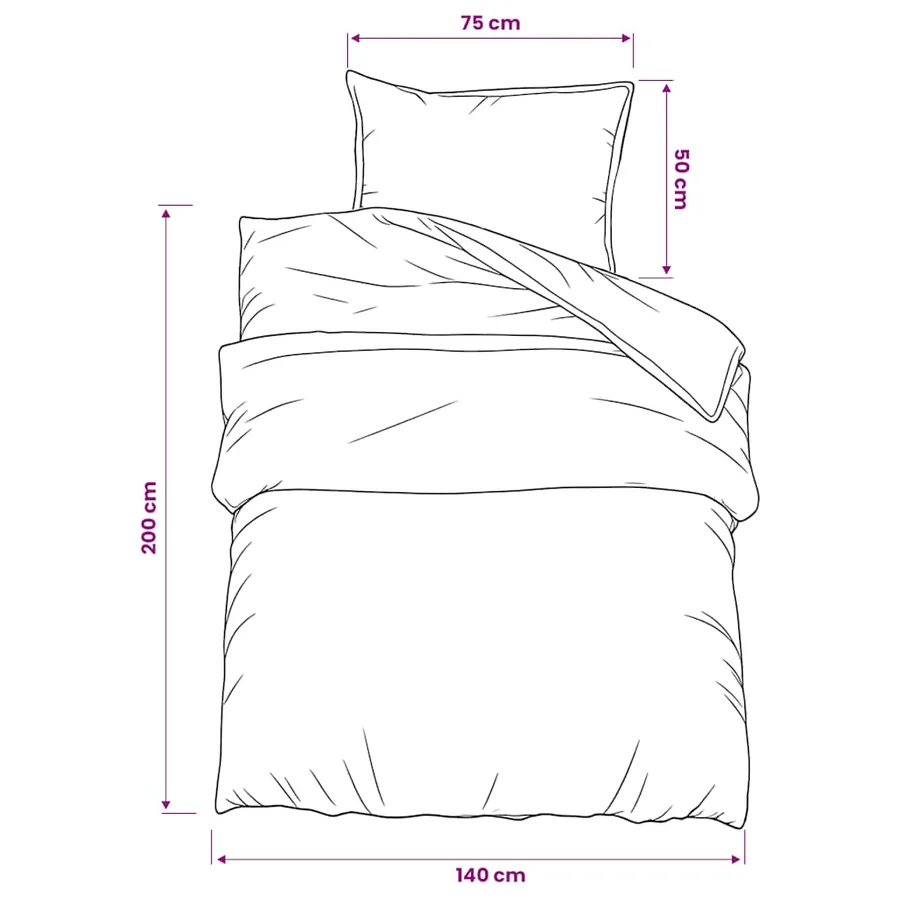 Ensemble de housse de couette Gris 140x200 cm Coton - 6