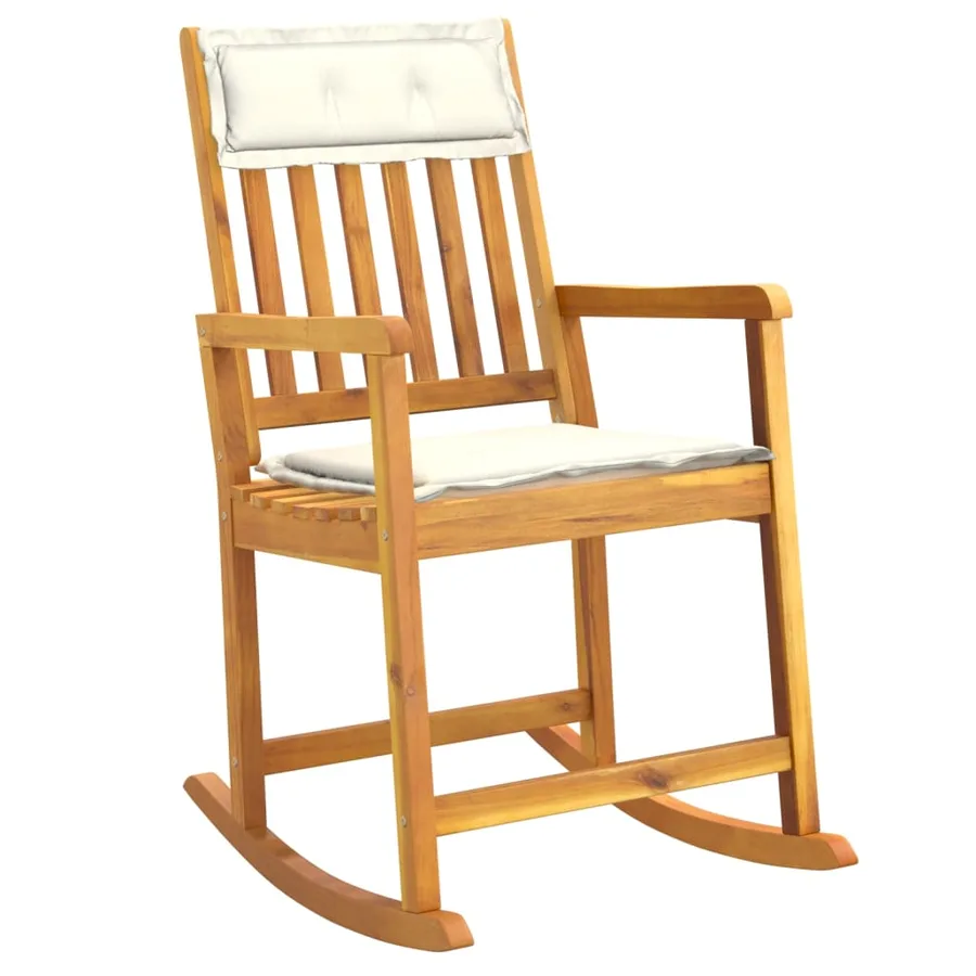 Chaise à bascule avec coussins bois massif d'acacia - 2