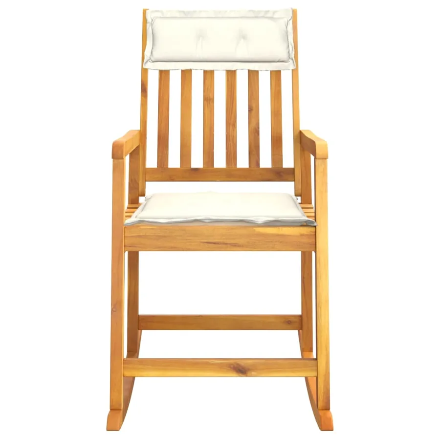 Chaise à bascule avec coussins bois massif d'acacia - 3