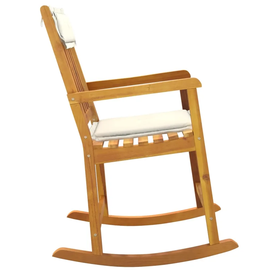 Chaise à bascule avec coussins bois massif d'acacia - 4