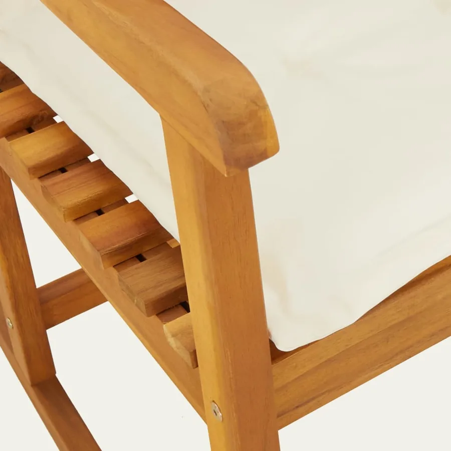 Chaise à bascule avec coussins bois massif d'acacia - 5