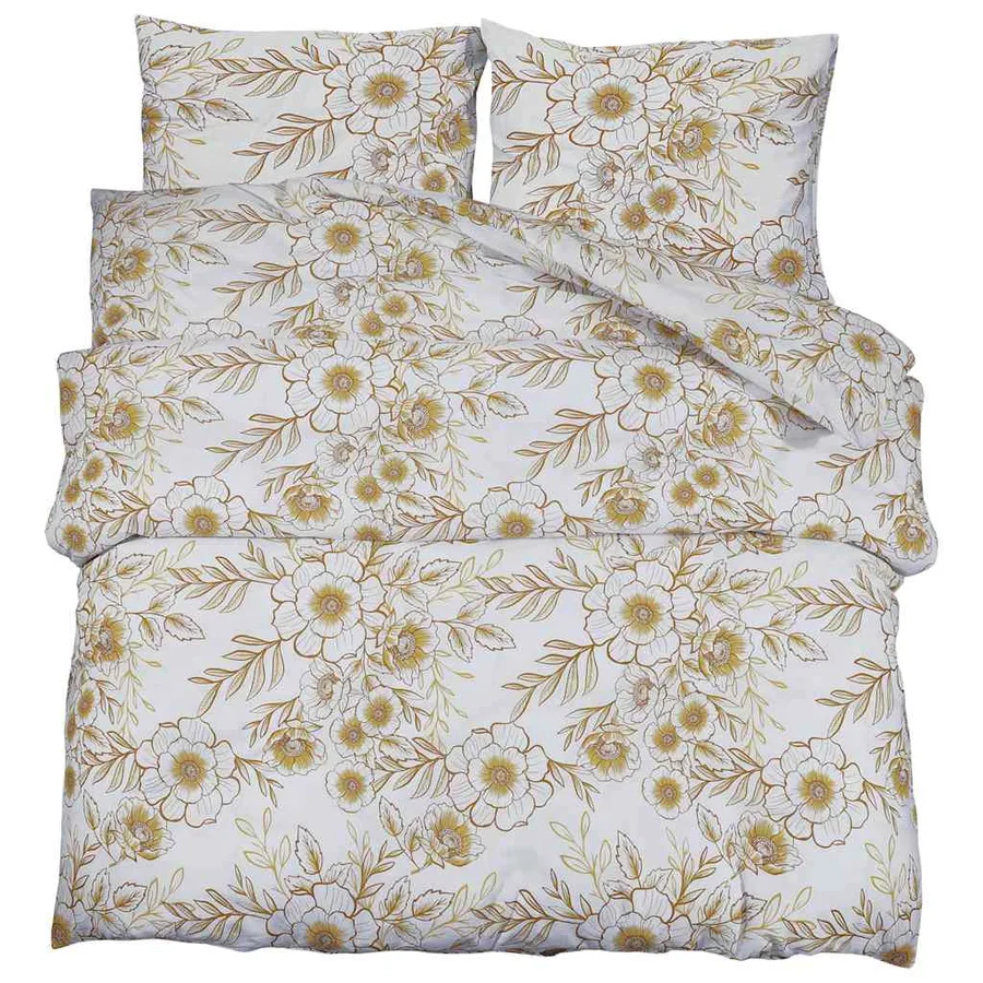 Ensemble de housse de couette blanc et marron 140x200 cm Coton - 2