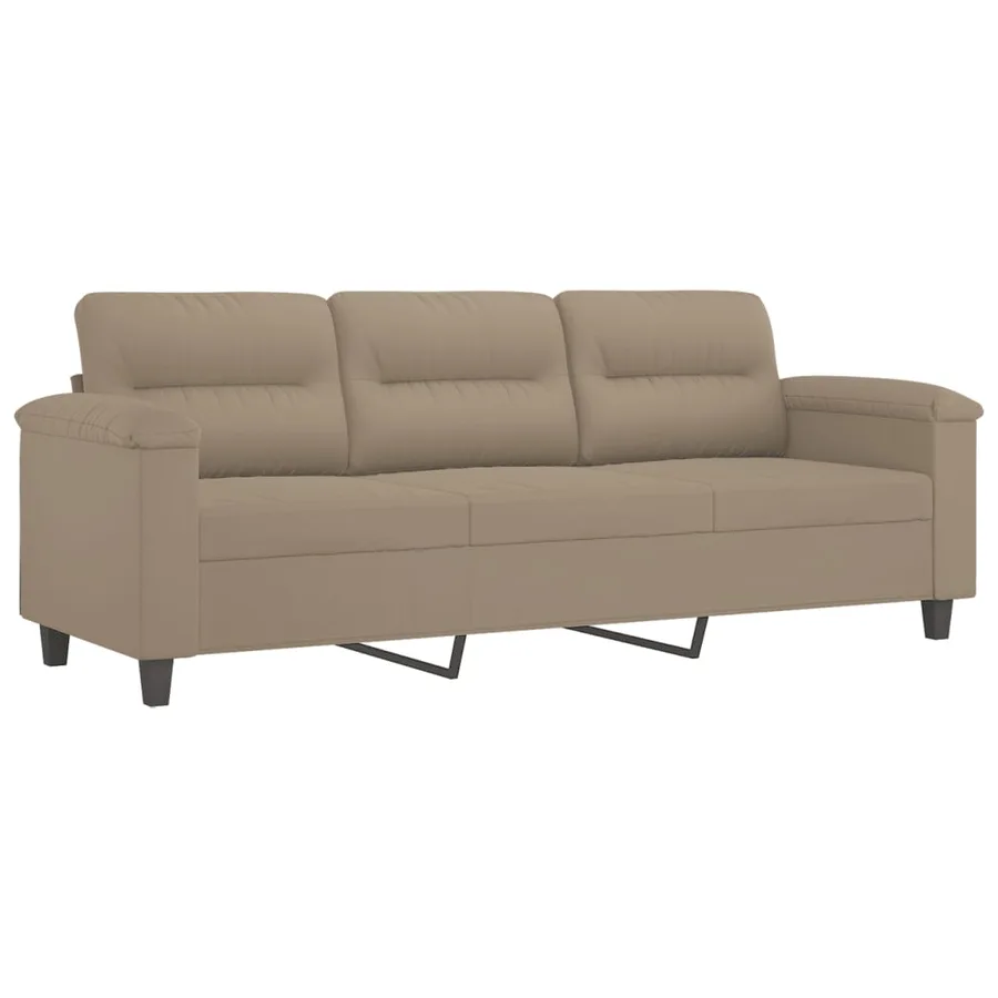 Ensemble de canapés 2 pcs avec coussins taupe tissu microfibre - 4