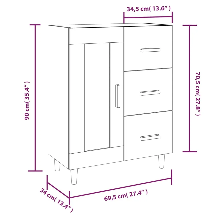 Buffet Gris béton 69,5x34x90 cm Bois d'ingénierie - 10