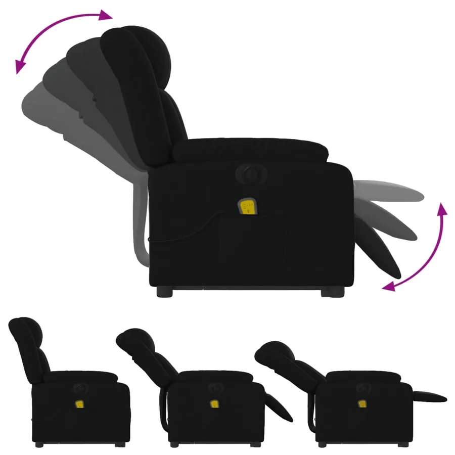 Fauteuil inclinable de massage électrique Noir Tissu - 7