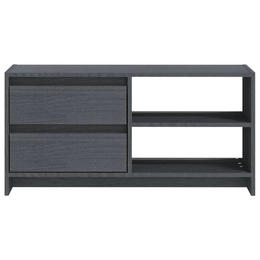 Meuble TV Gris 80x31x39 cm Bois de pin massif - 5