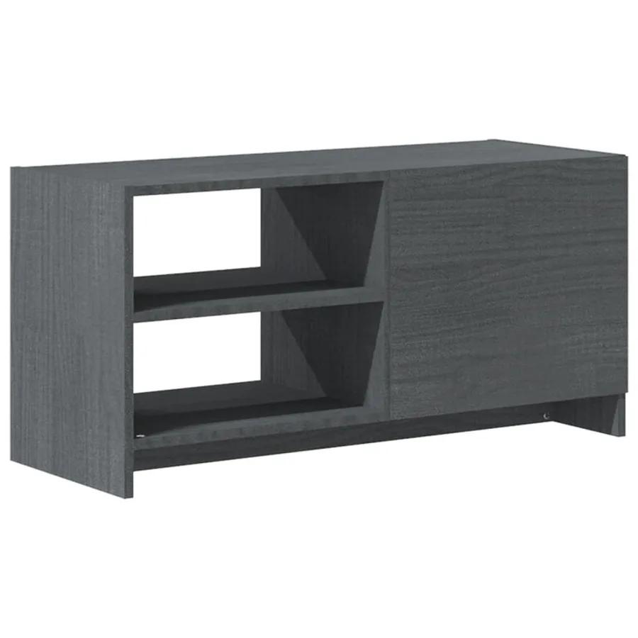Meuble TV Gris 80x31x39 cm Bois de pin massif - 7