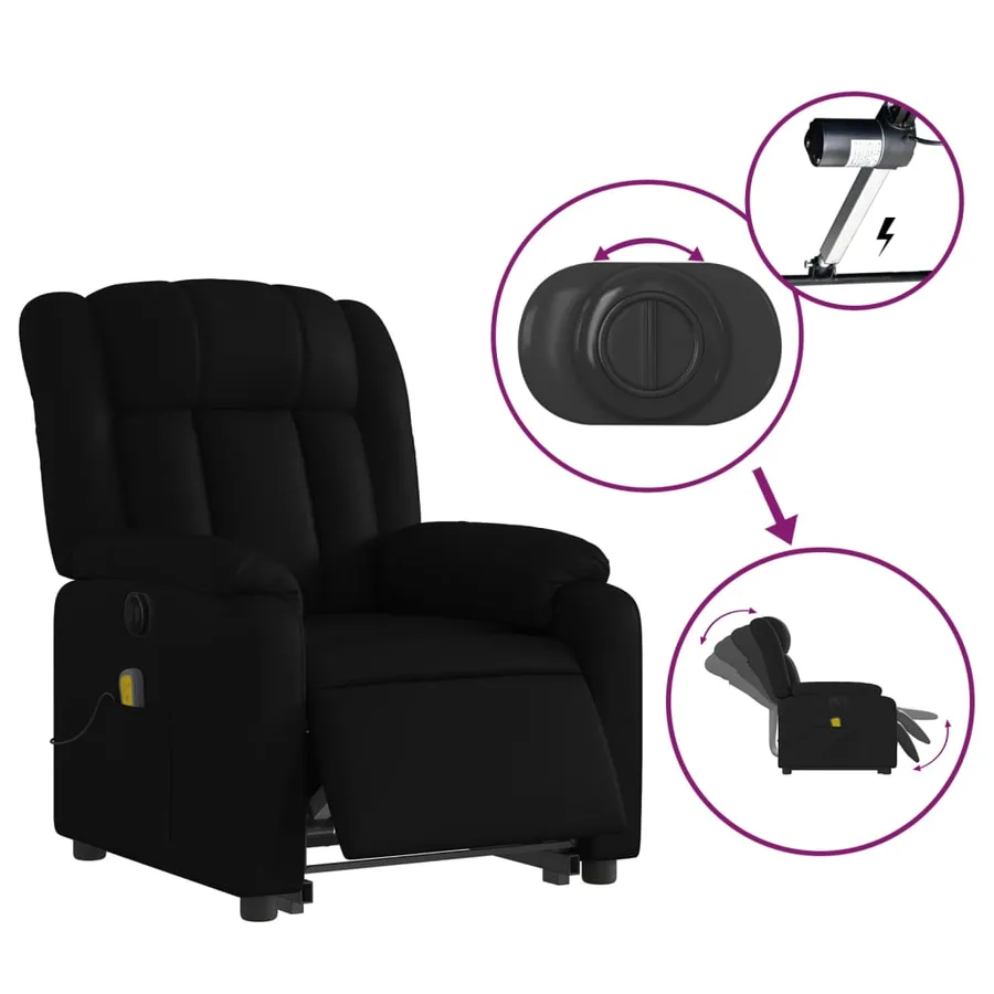 Fauteuil inclinable de massage électrique noir similicuir - 6