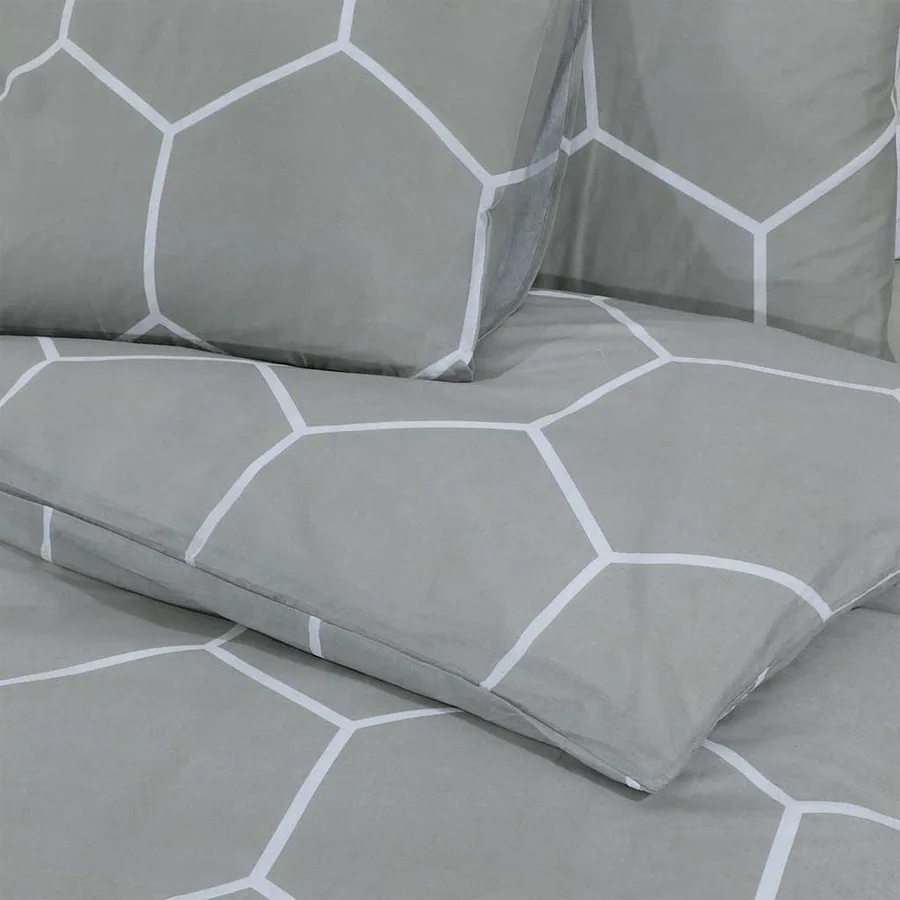 Ensemble de housse de couette Gris 140x200 cm Coton - 5