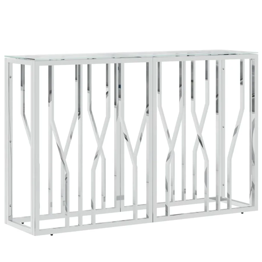 Table console 110x30x70 cm acier inoxydable et verre - 2