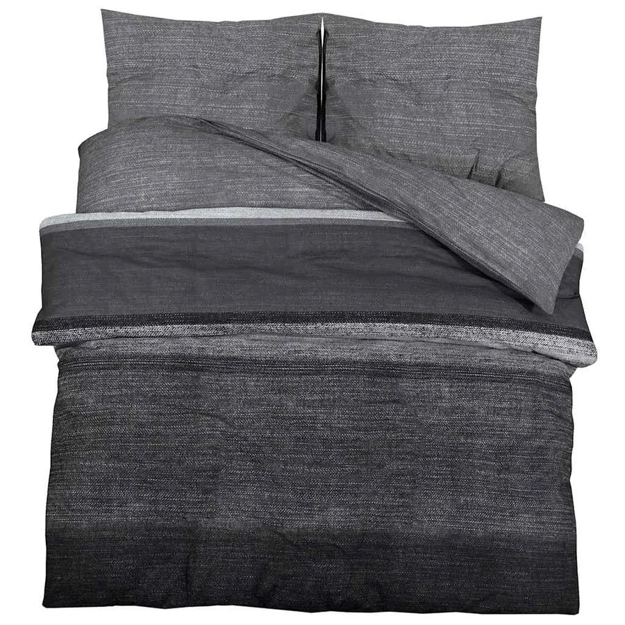 Ensemble de housse de couette gris foncé 155x220 cm Coton - 2