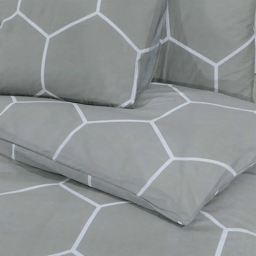 Ensemble de housse de couette Gris 260x240 cm Coton - 5