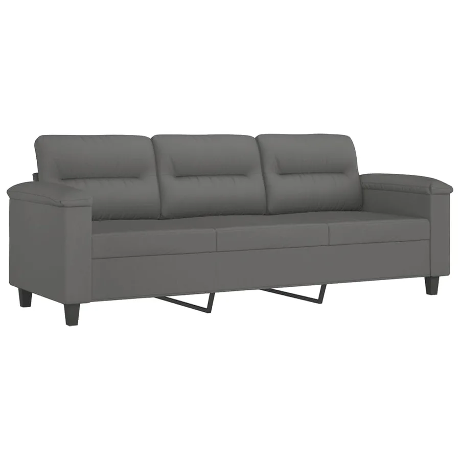 Ensemble de canapés 2 pcs coussins Gris foncé Tissu microfibre - 4