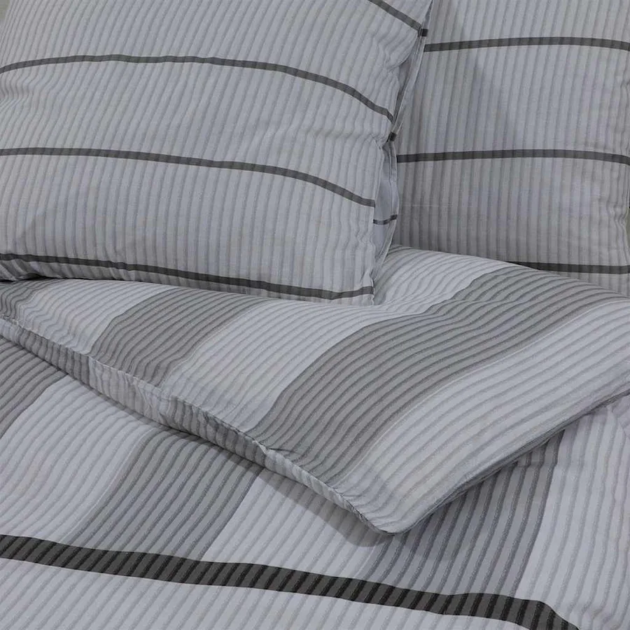 Ensemble de housse de couette Gris 225x220 cm Coton - 5