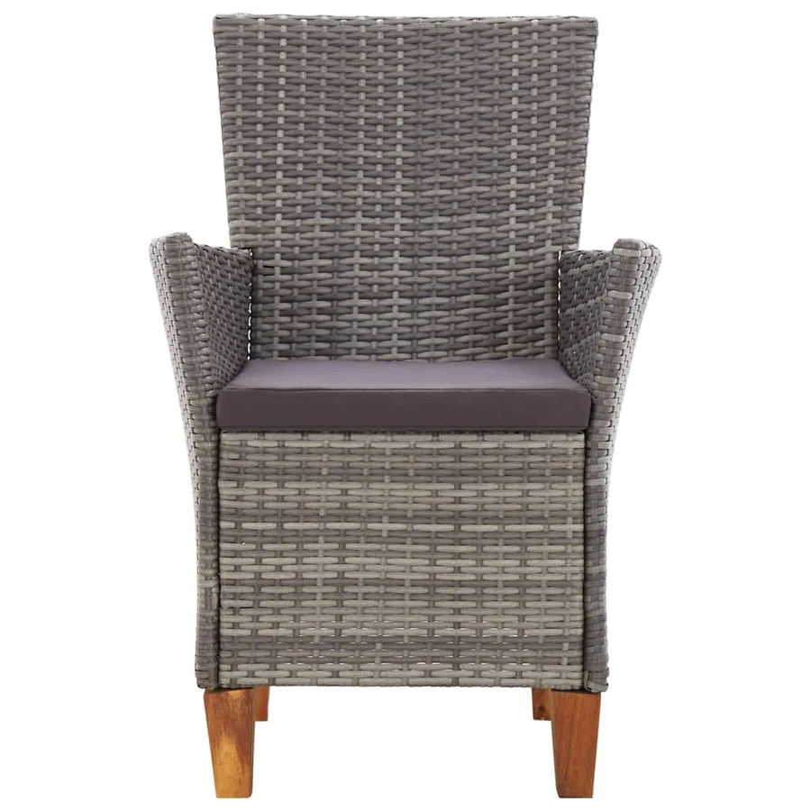 Mobilier à dîner 5 pcs résine tressée et bois d'acacia gris - 7
