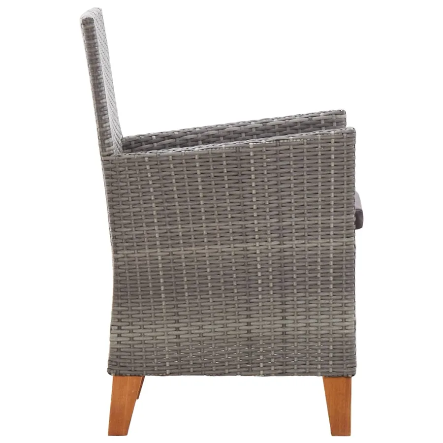 Mobilier à dîner 5 pcs résine tressée et bois d'acacia gris - 8
