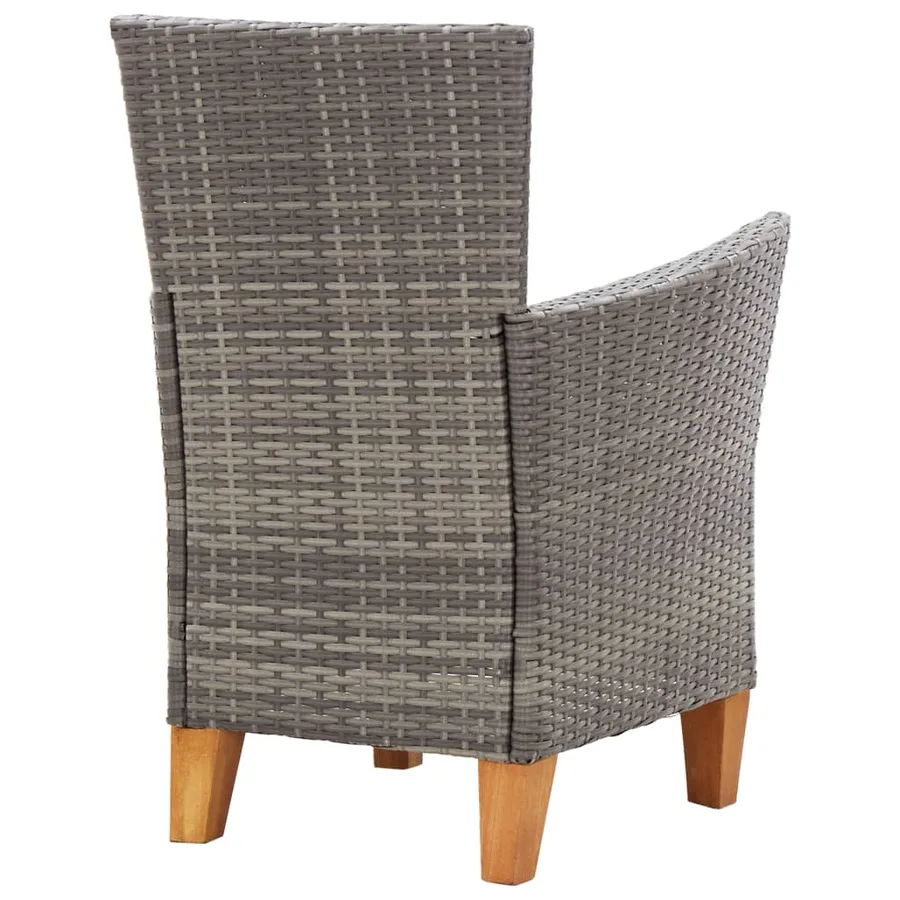 Mobilier à dîner 5 pcs résine tressée et bois d'acacia gris - 9