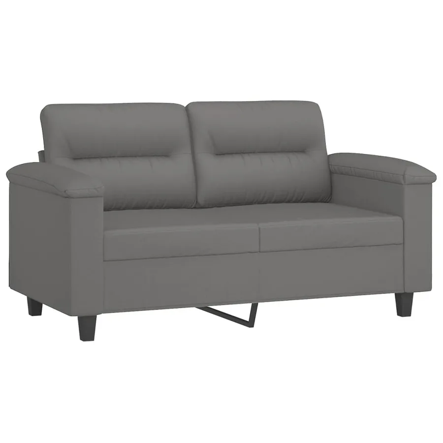 Ensemble de canapés 3 pcs coussins Gris foncé Tissu microfibre - 4