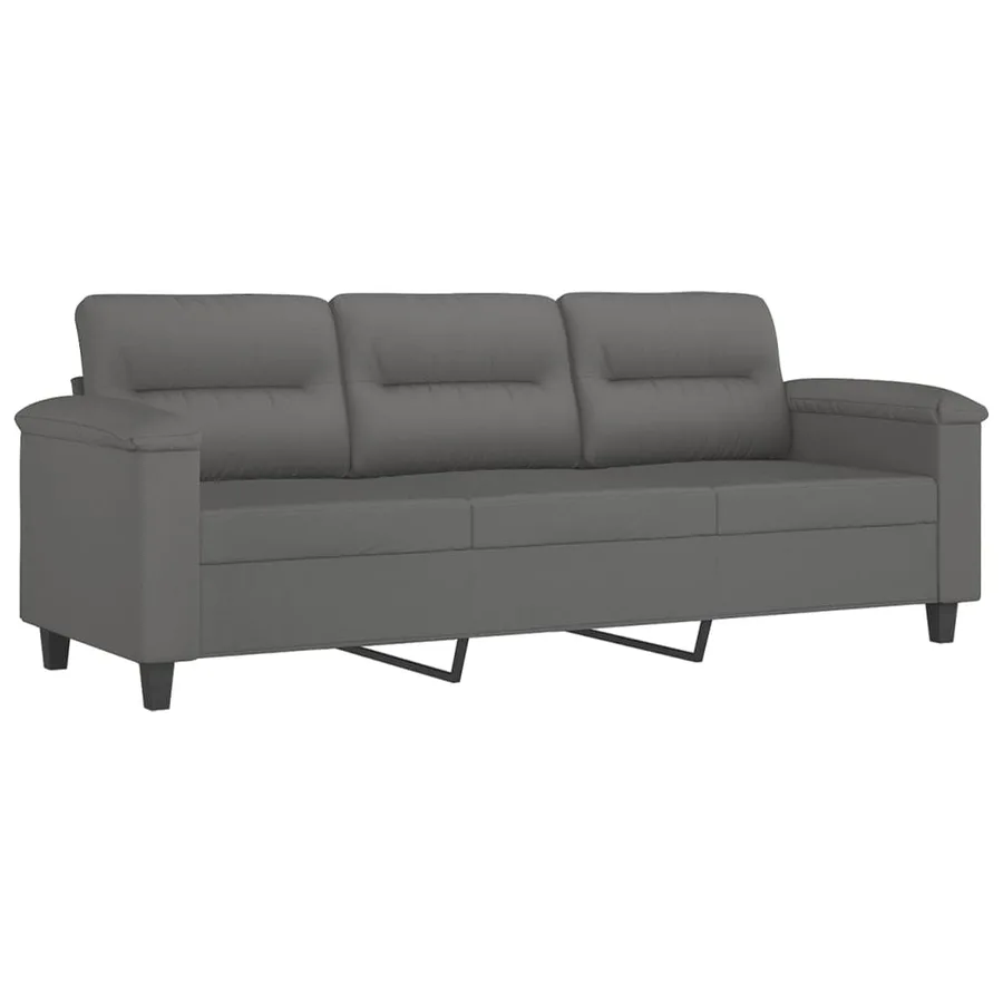 Ensemble de canapés 3 pcs coussins Gris foncé Tissu microfibre - 5