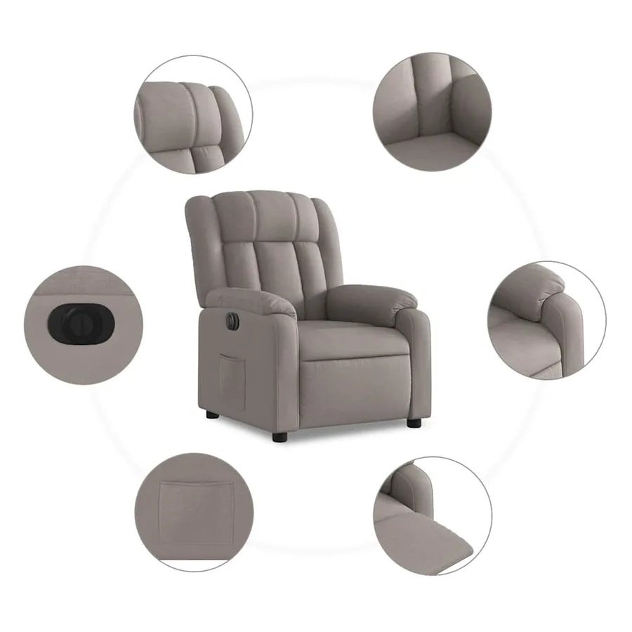 Fauteuil inclinable électrique Taupe Tissu - 8