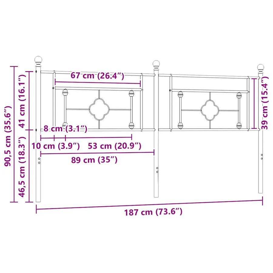 Tête de lit de remplacement métal blanc 180 cm - 7