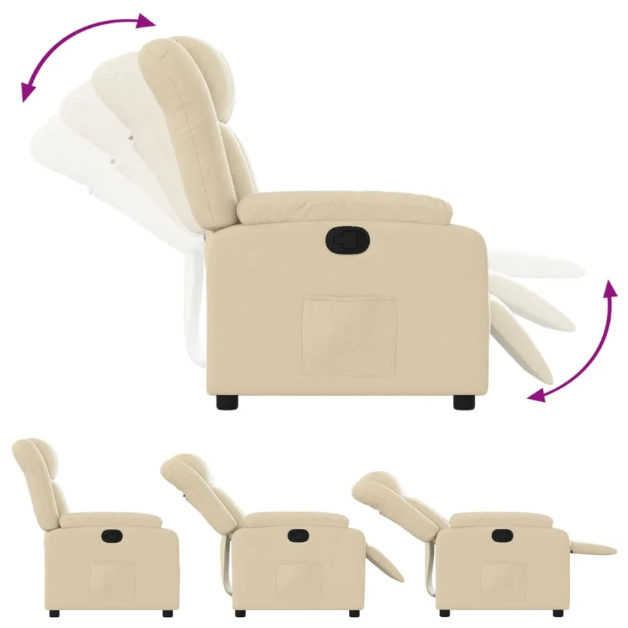 Fauteuil inclinable en tissu crème - 4