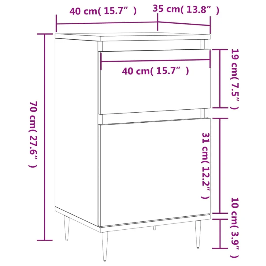 Buffet gris béton 40x35x70 cm bois d'ingénierie - 12