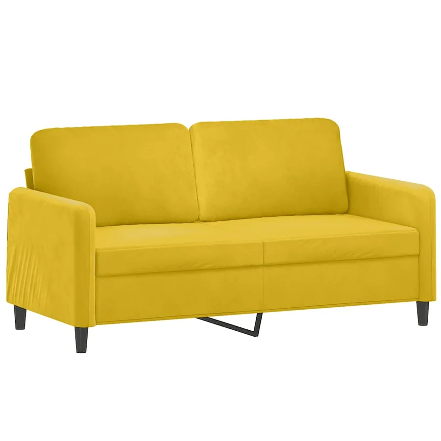 Canapé 2 places avec oreillers décoratifs jaune 140 cm velours - 4