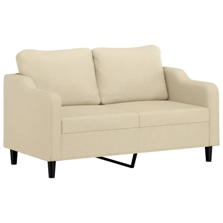 Canapé 2 places avec oreillers décoratifs crème 140 cm tissu - 4