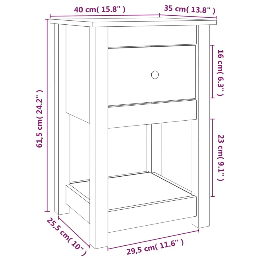 Tables de chevet 2 pcs Marron miel 40x35x61,5 cm Pin solide - 11