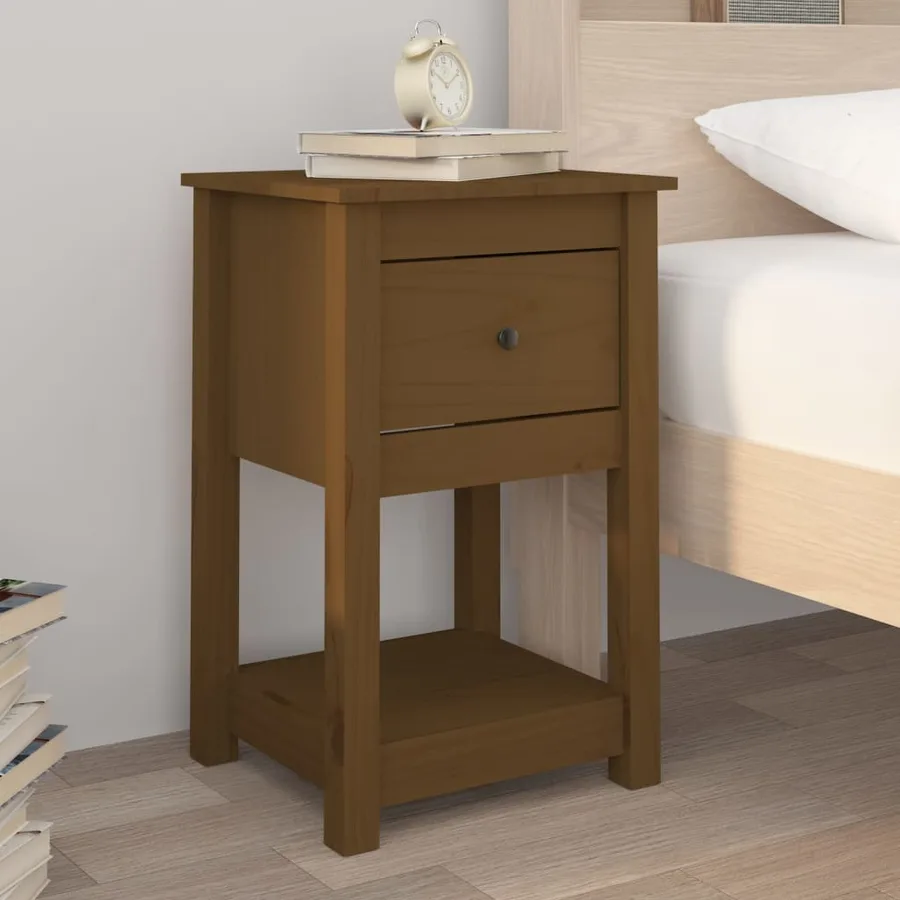Tables de chevet 2 pcs Marron miel 40x35x61,5 cm Pin solide - 3