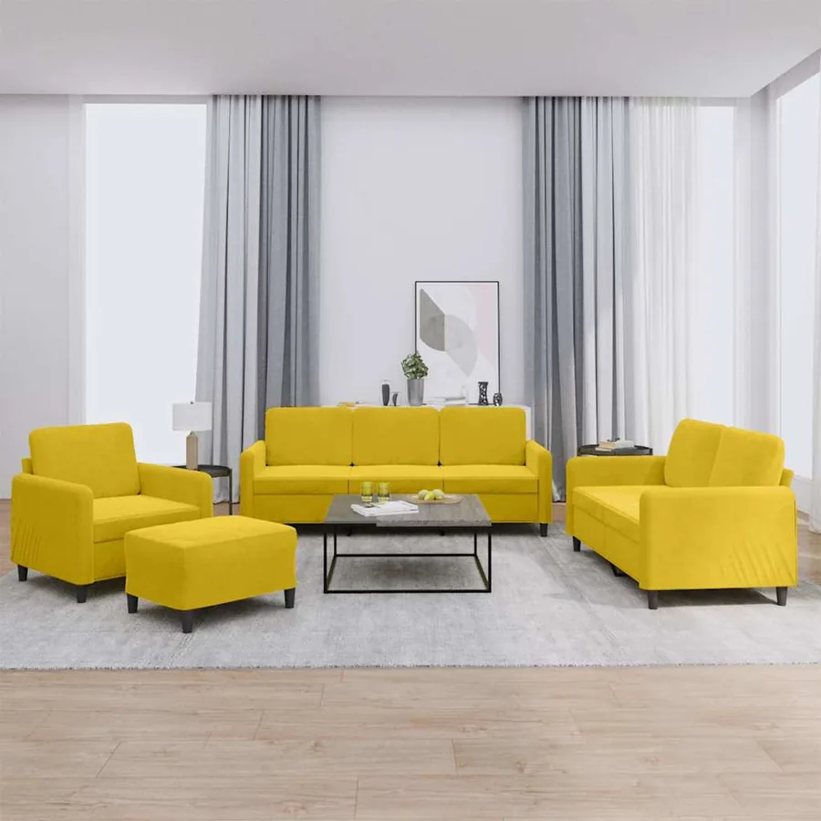 Ensemble de canapés 4 pcs jaune velours