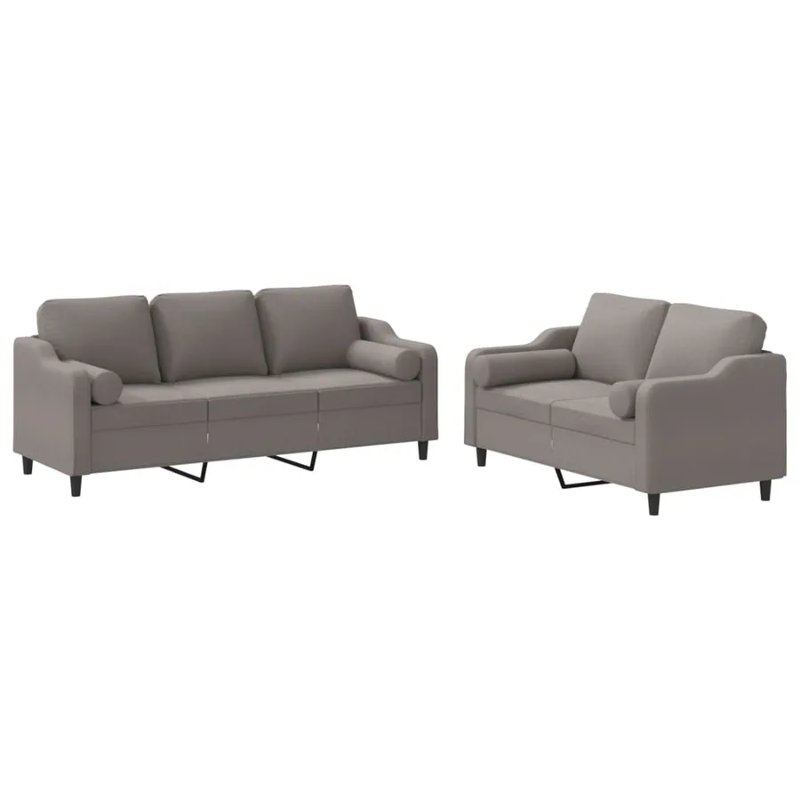 Ensemble de canapés 2 pcs avec coussins taupe tissu - 2