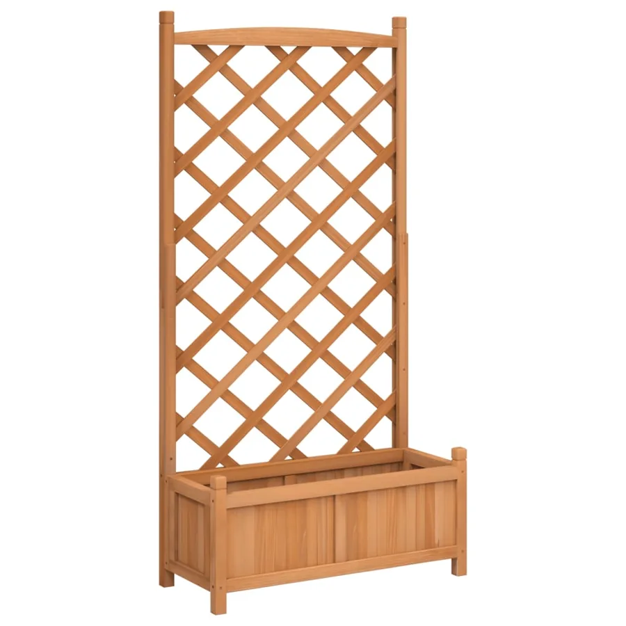 Jardinière avec treillis marron bois massif de sapin - 2