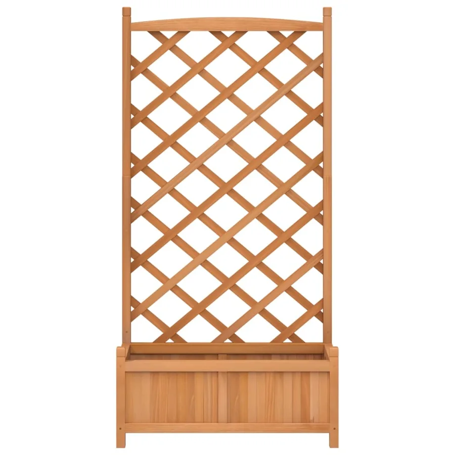 Jardinière avec treillis marron bois massif de sapin - 4