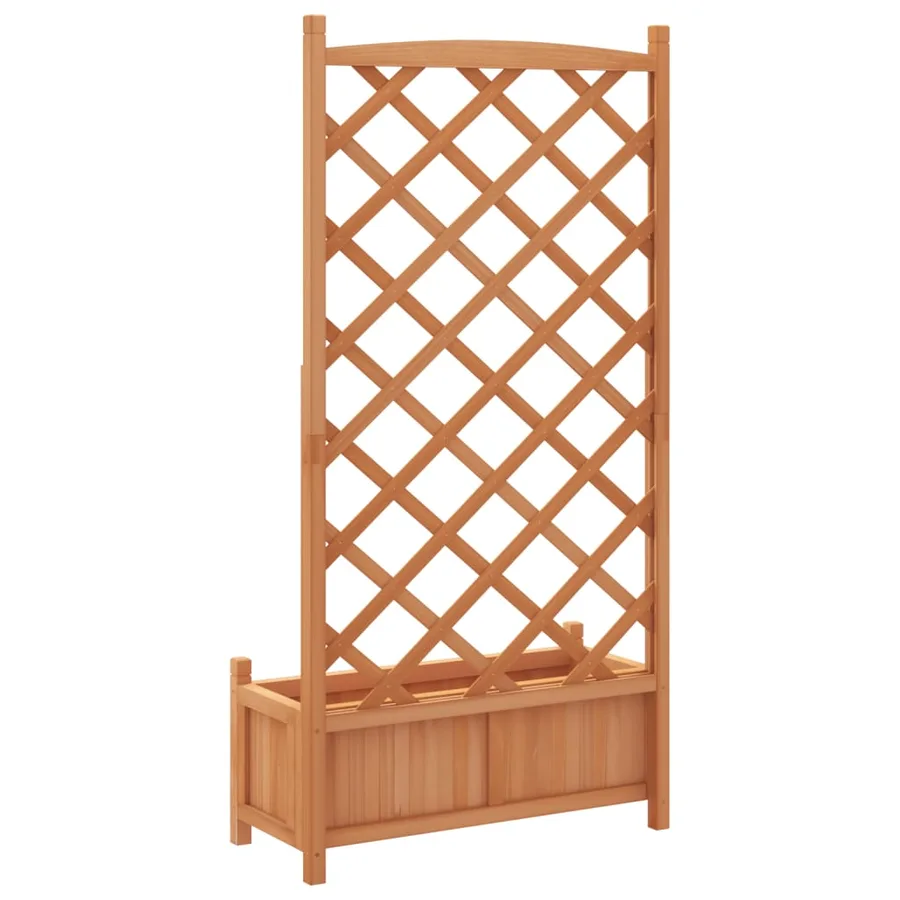 Jardinière avec treillis marron bois massif de sapin - 6