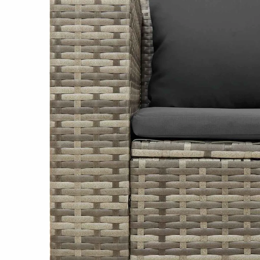 Salon de jardin 5 pcs avec coussins gris résine tressée acacia - 9
