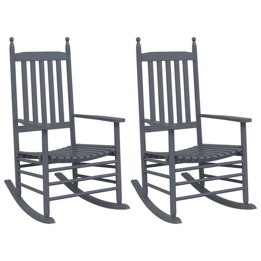 Chaises à bascule sièges incurvés lot de 2 gris peuplier massif - 2