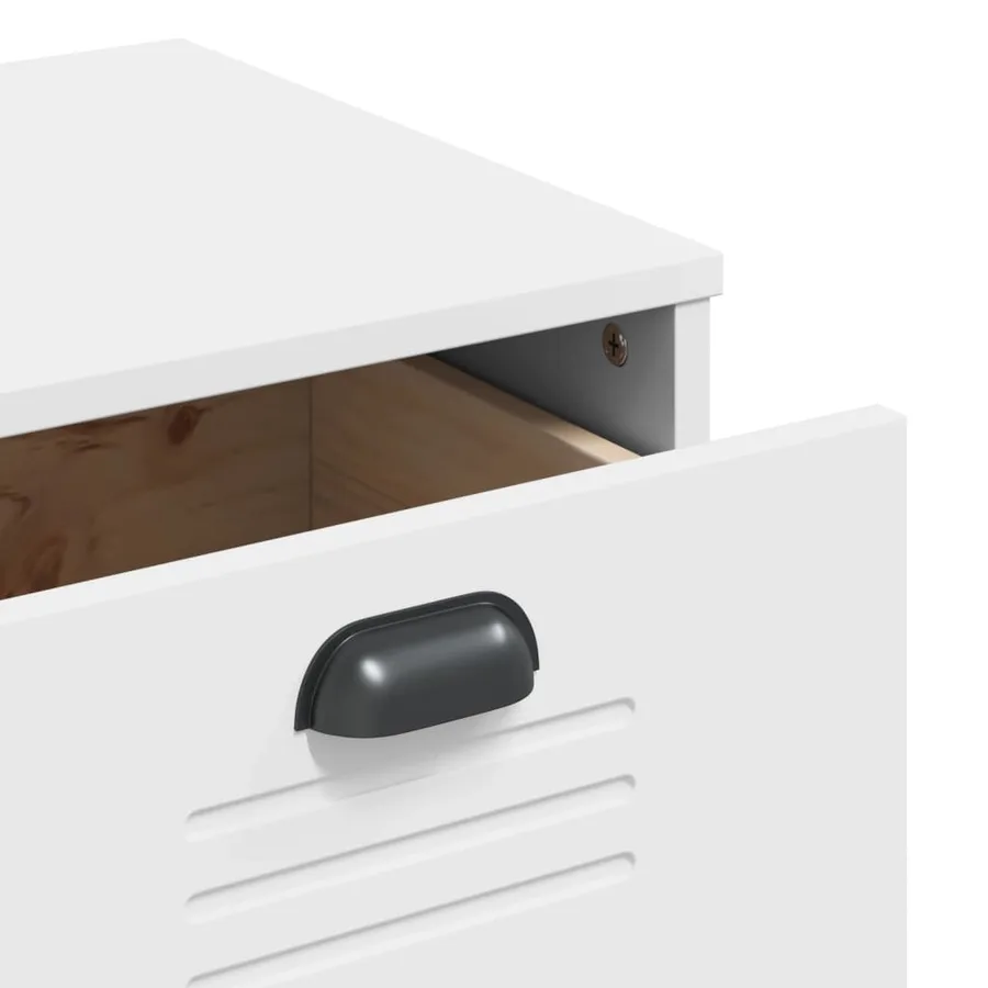 Buffet VIKEN blanc 80x40x190 cm bois massif de pin - 10
