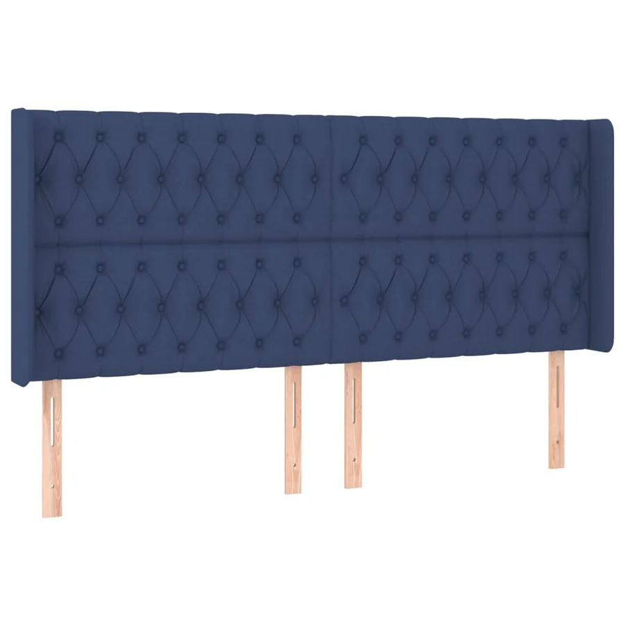 Tête de lit avec oreilles Bleu 203x16x118/128 cm Tissu - 2