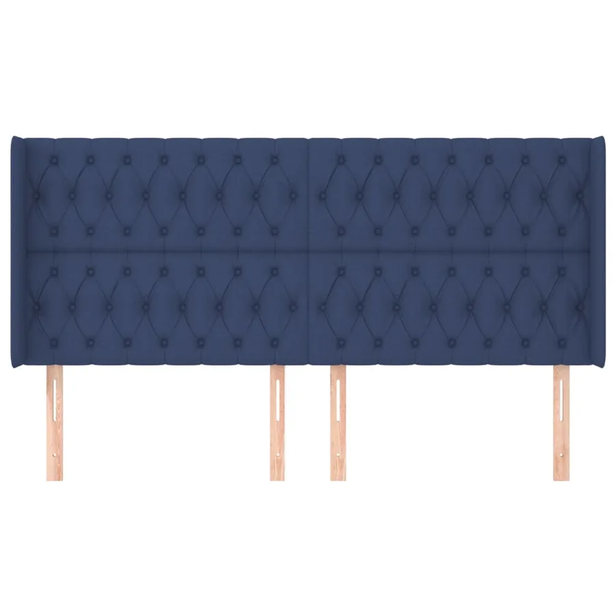 Tête de lit avec oreilles Bleu 203x16x118/128 cm Tissu - 3