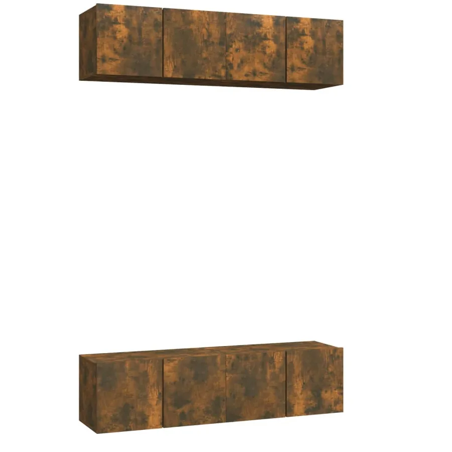 Meubles TV muraux 4 pcs Chêne fumé 60x30x30cm Bois d'ingénierie - 2