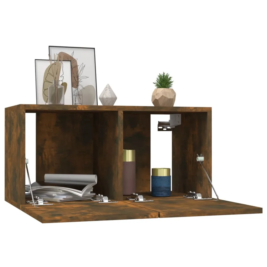 Meubles TV muraux 4 pcs Chêne fumé 60x30x30cm Bois d'ingénierie - 4