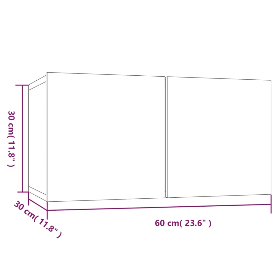 Meubles TV muraux 4 pcs Chêne fumé 60x30x30cm Bois d'ingénierie - 8