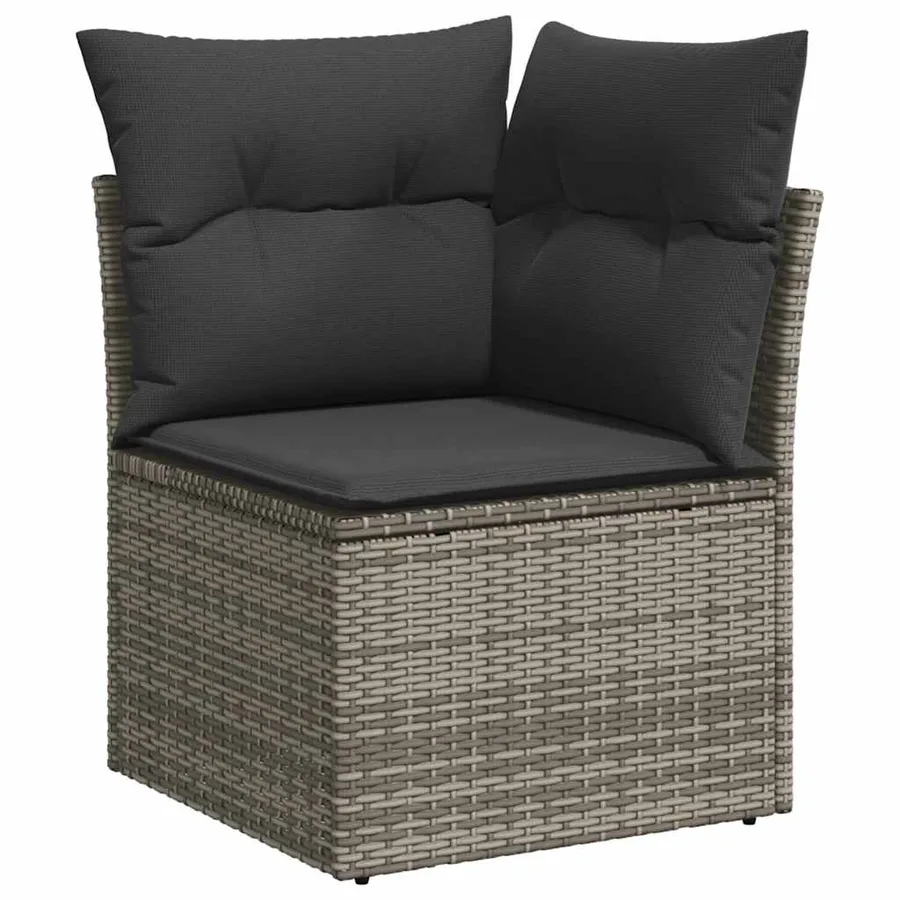 Salon de jardin 6 pcs avec coussins gris résine tressée - 4